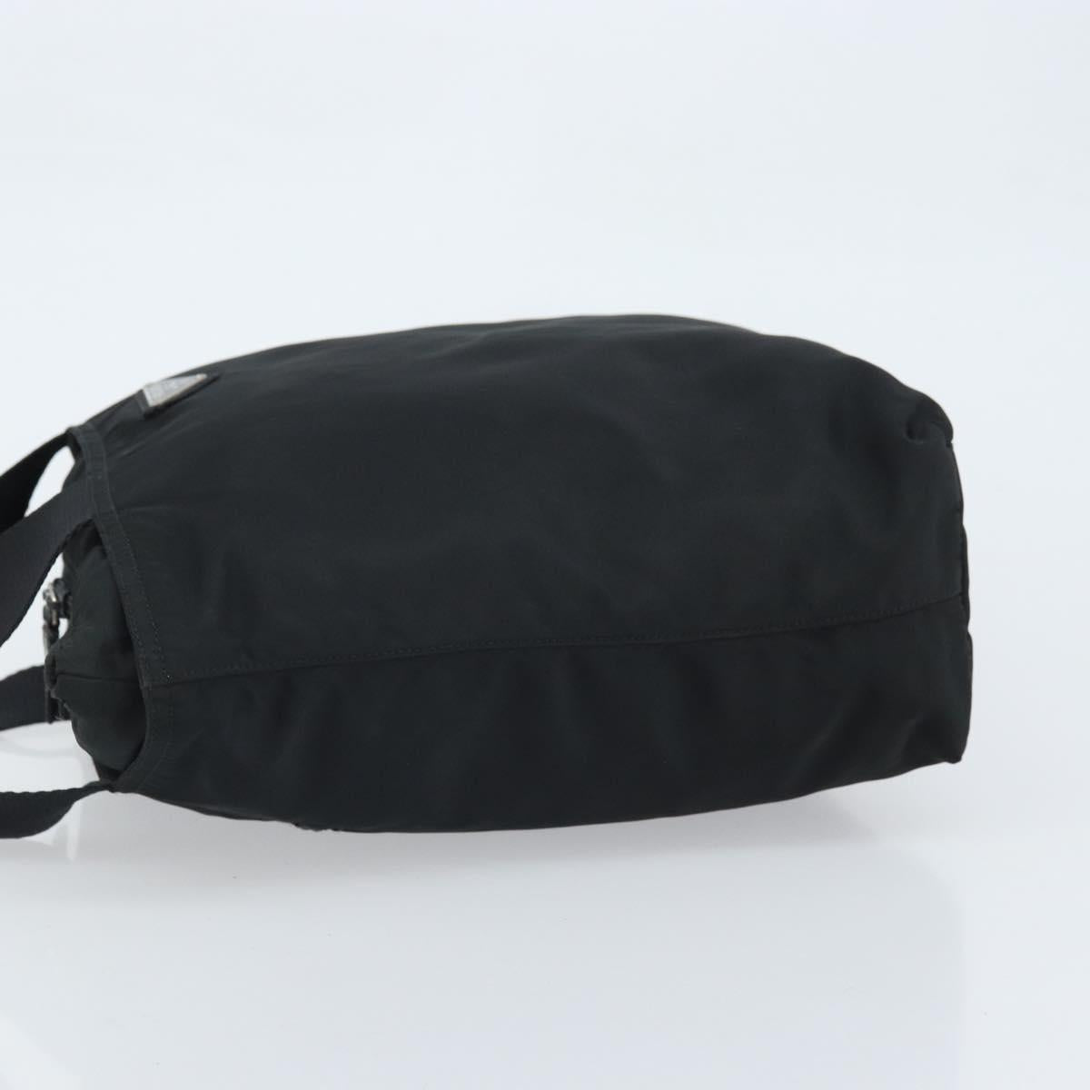 PRADA Hand Bag Nylon Black Silver Auth 172278A