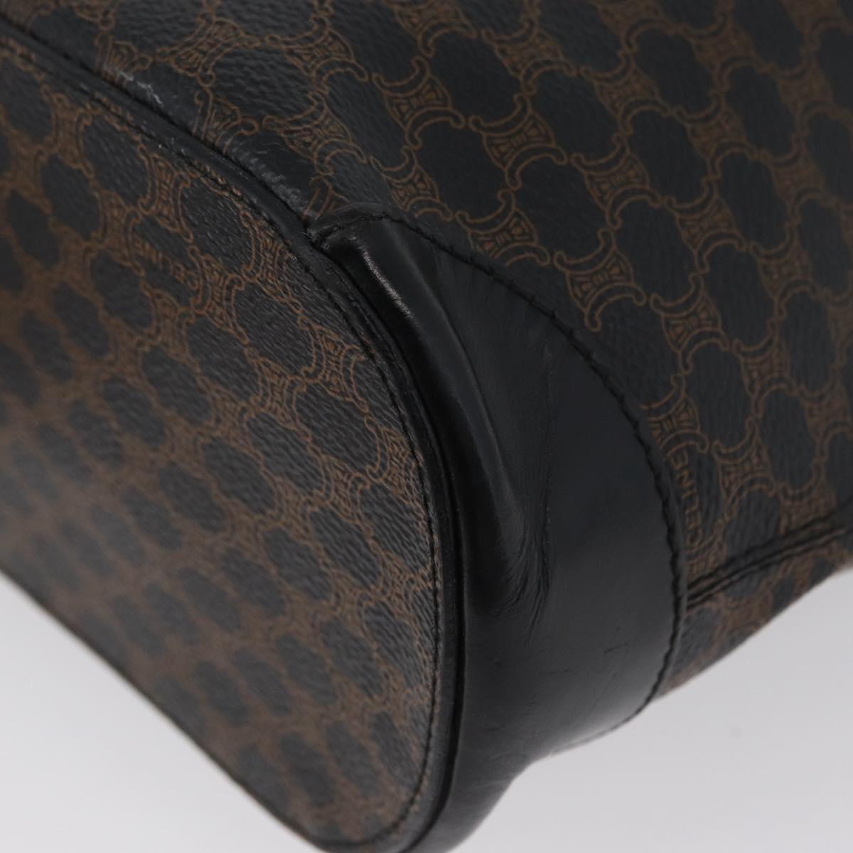 CELINE Macadam Canvas Tote Bag PVC Leather Black Gold Auth 172280