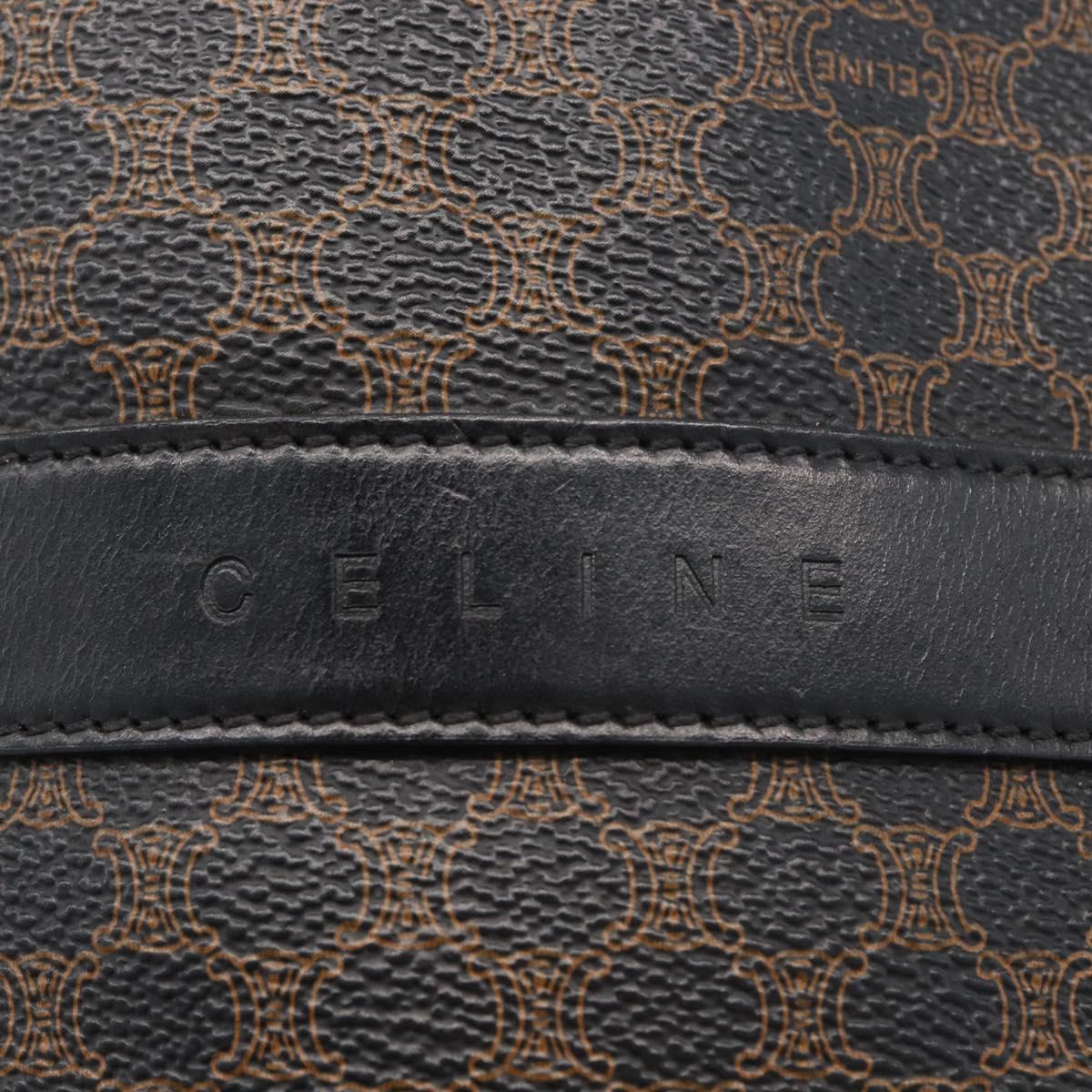 CELINE Macadam Canvas Tote Bag PVC Leather Black Gold Auth 172280