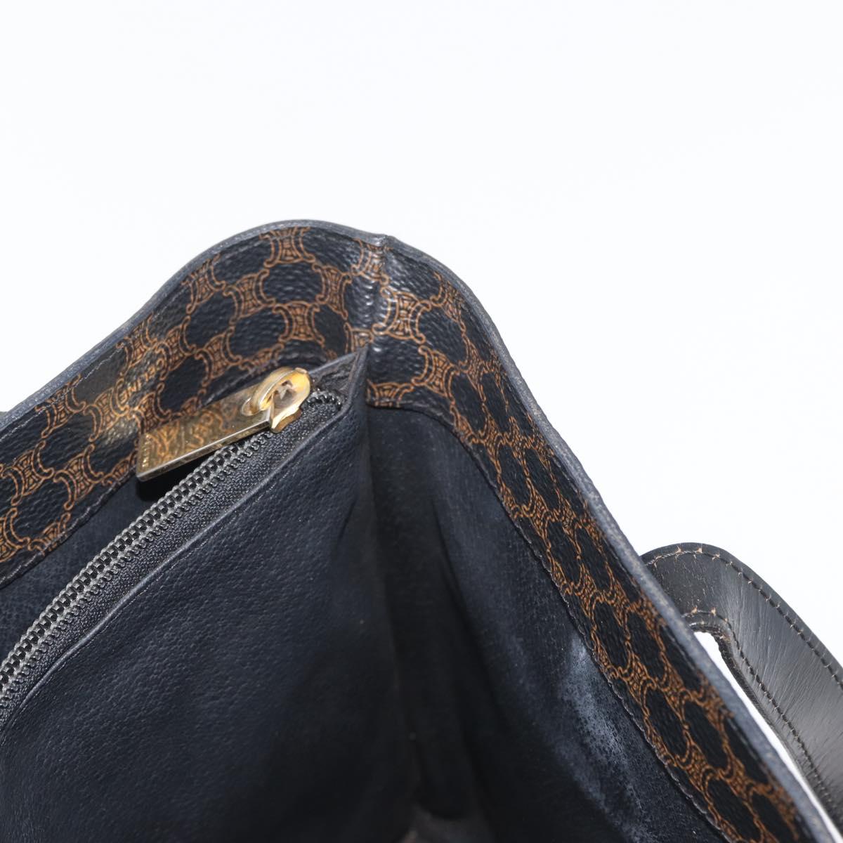 CELINE Macadam Canvas Tote Bag PVC Leather Black Gold Auth 172280