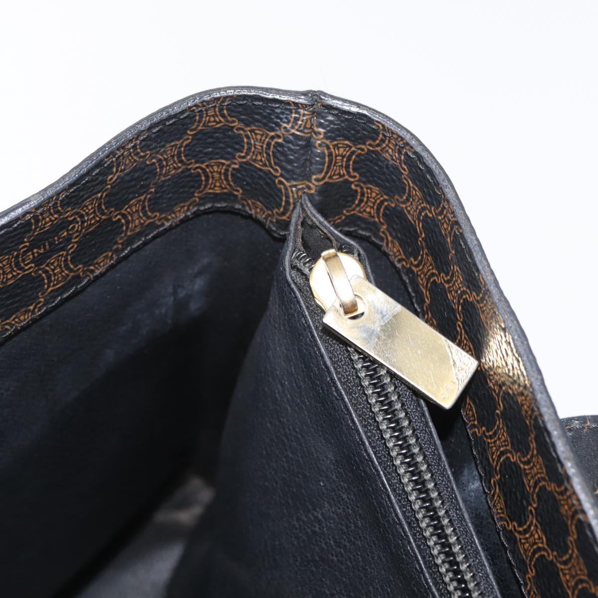 CELINE Macadam Canvas Tote Bag PVC Leather Black Gold Auth 172280