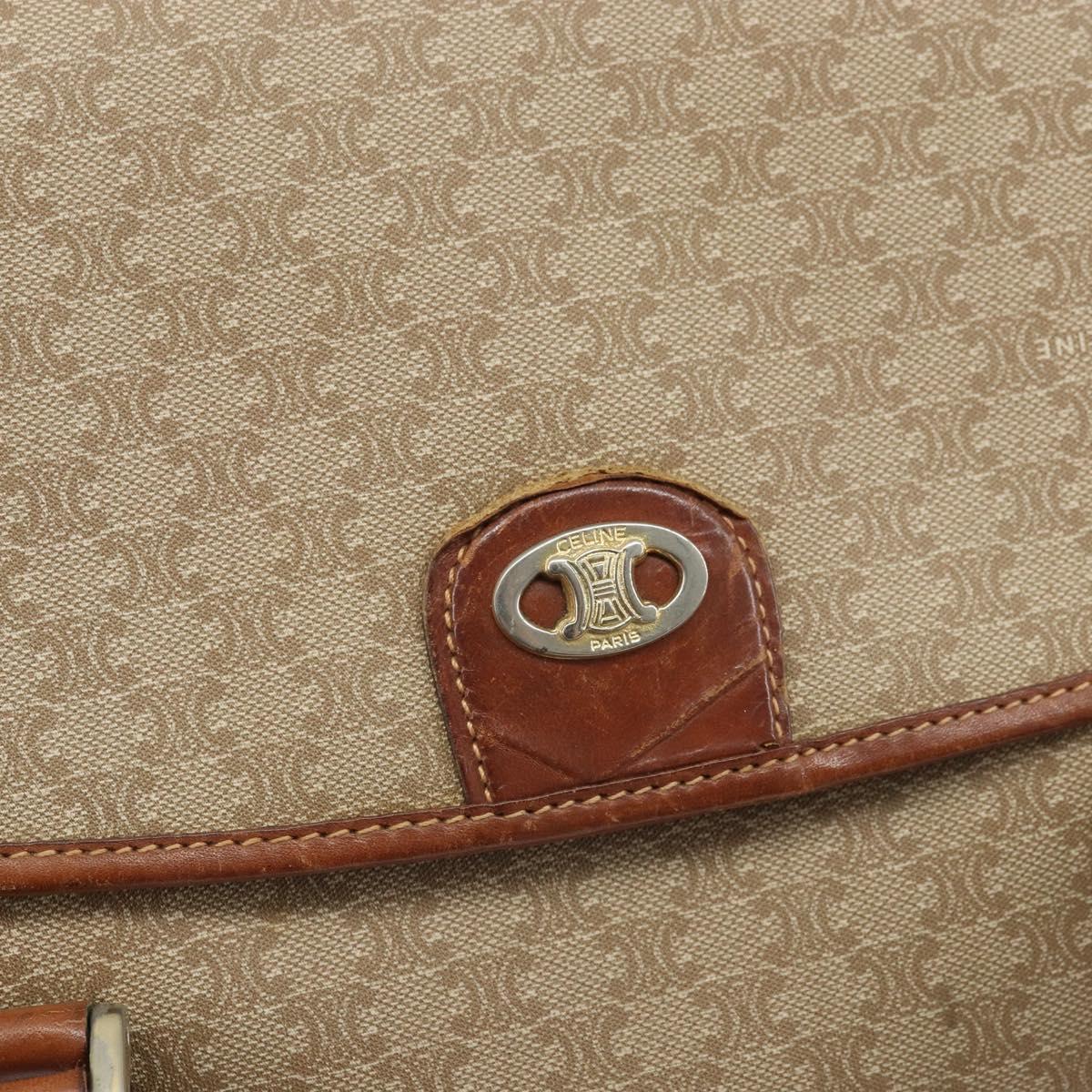 CELINE Macadam Canvas Hand Bag PVC Leather Beige Gold Auth 172281