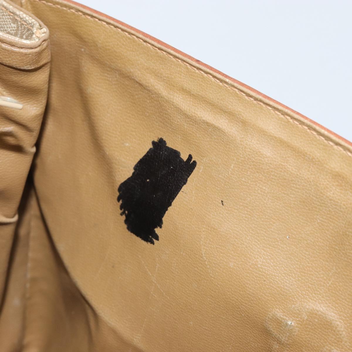 CELINE Macadam Canvas Hand Bag PVC Leather Beige Gold Auth 172281