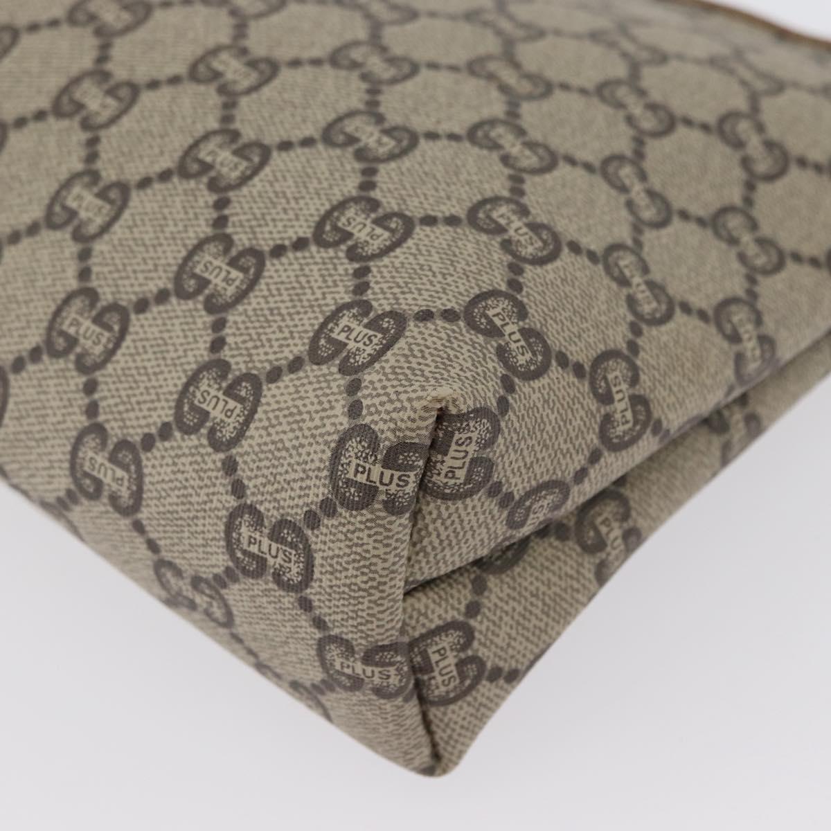GUCCI GG Plus Supreme Clutch Bag PVC Beige Gold Auth 172282