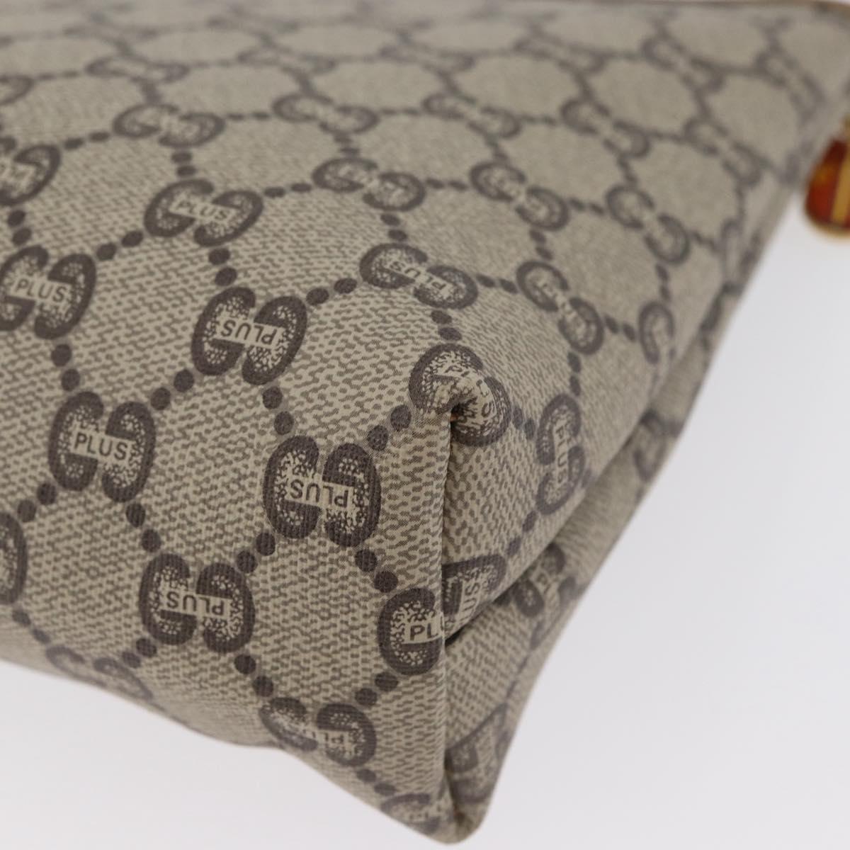 GUCCI GG Plus Supreme Clutch Bag PVC Beige Gold Auth 172282