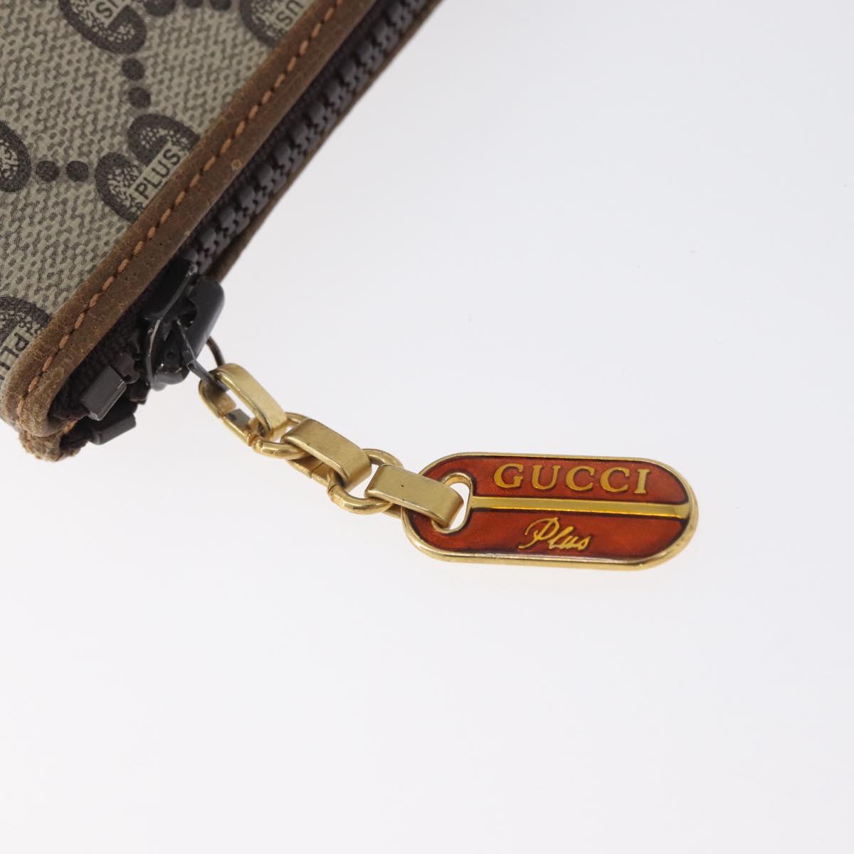 GUCCI GG Plus Supreme Clutch Bag PVC Beige Gold Auth 172282