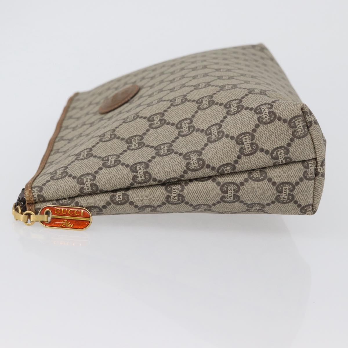 GUCCI GG Plus Supreme Clutch Bag PVC Beige Gold Auth 172282