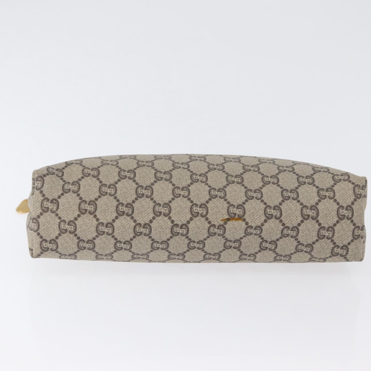 GUCCI GG Plus Supreme Clutch Bag PVC Beige Gold Auth 172282