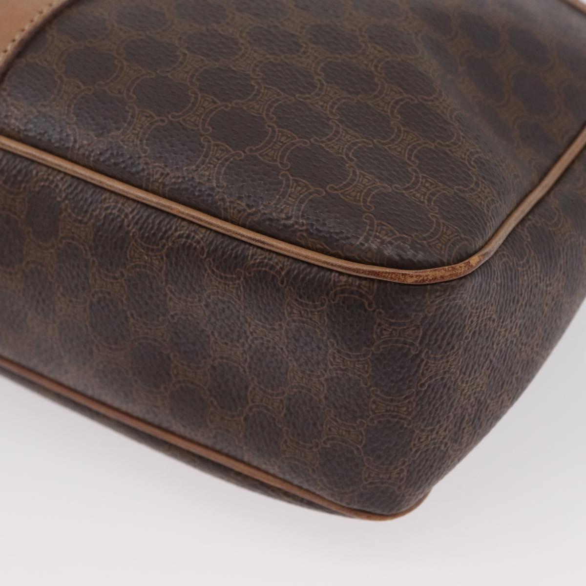 CELINE Macadam Canvas Shoulder Bag PVC Leather Brown Gold Auth 172285