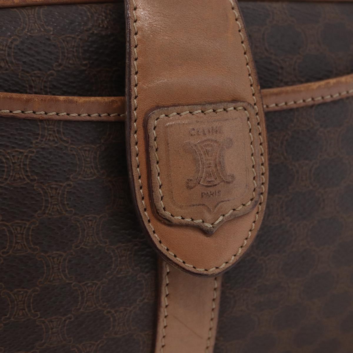 CELINE Macadam Canvas Shoulder Bag PVC Leather Brown Gold Auth 172285