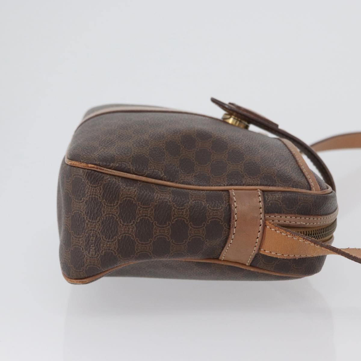CELINE Macadam Canvas Shoulder Bag PVC Leather Brown Gold Auth 172285