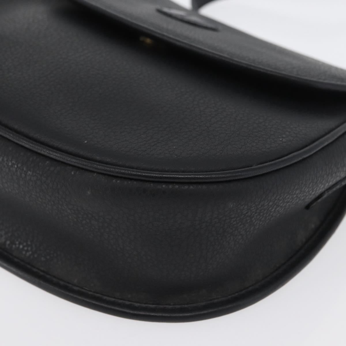 GUCCI Shoulder Bag Leather Gold Black 007 14 0074 Auth 172286