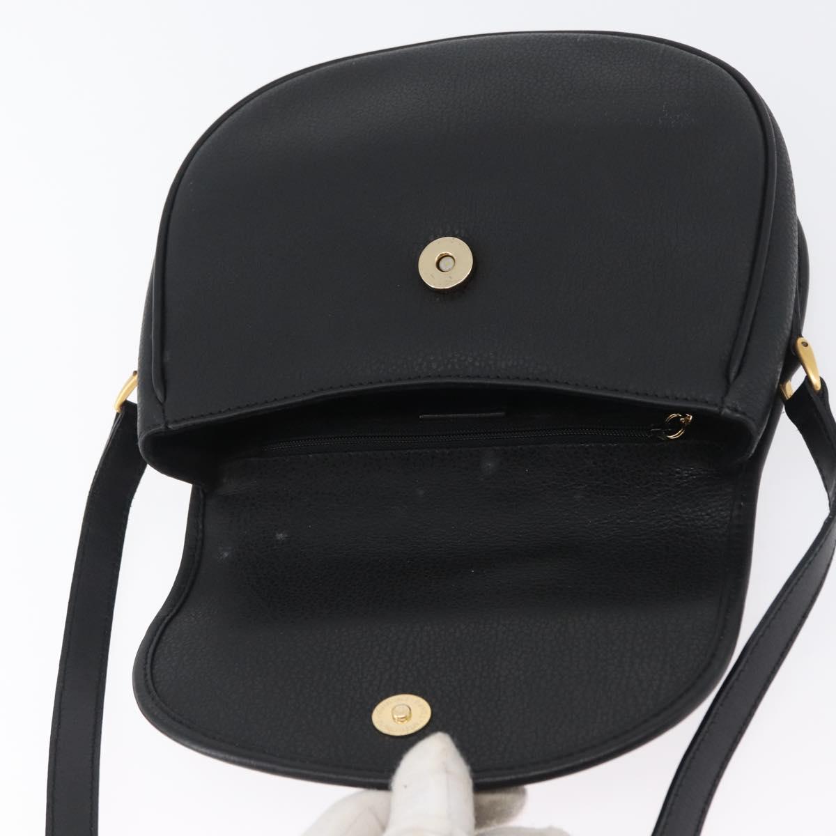 GUCCI Shoulder Bag Leather Gold Black 007 14 0074 Auth 172286