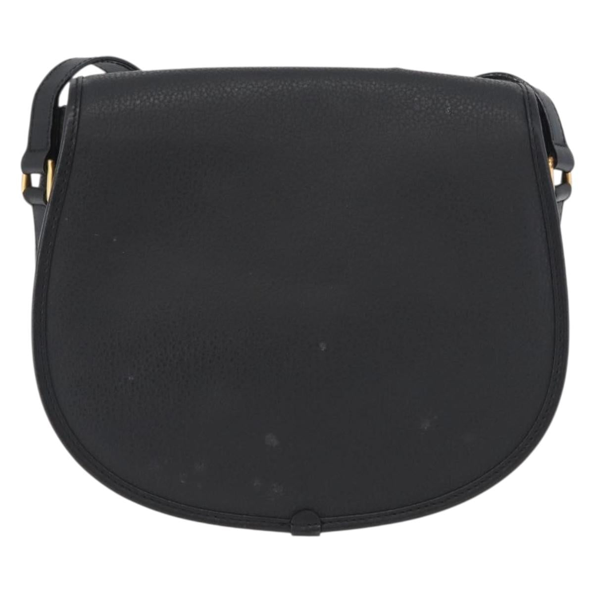 GUCCI Shoulder Bag Leather Gold Black 007 14 0074 Auth 172286
