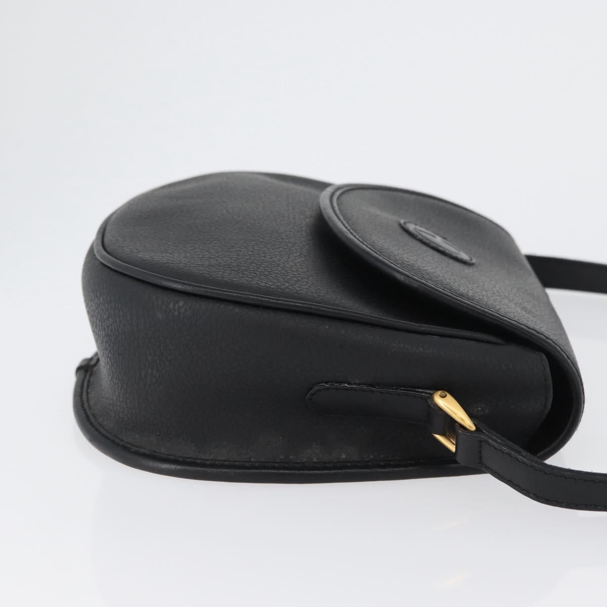 GUCCI Shoulder Bag Leather Gold Black 007 14 0074 Auth 172286