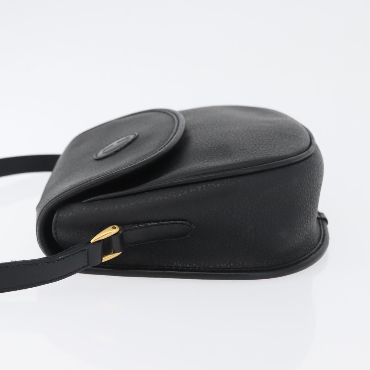 GUCCI Shoulder Bag Leather Gold Black 007 14 0074 Auth 172286