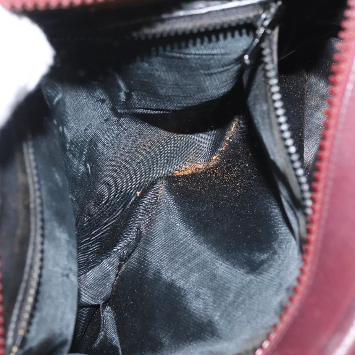 CELINE Macadam Canvas Shoulder Bag Leather Gold Bordeaux Auth 172287