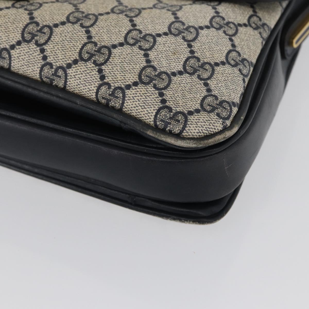 GUCCI GG Supreme Shoulder Bag PVC Navy Gold Auth 172288