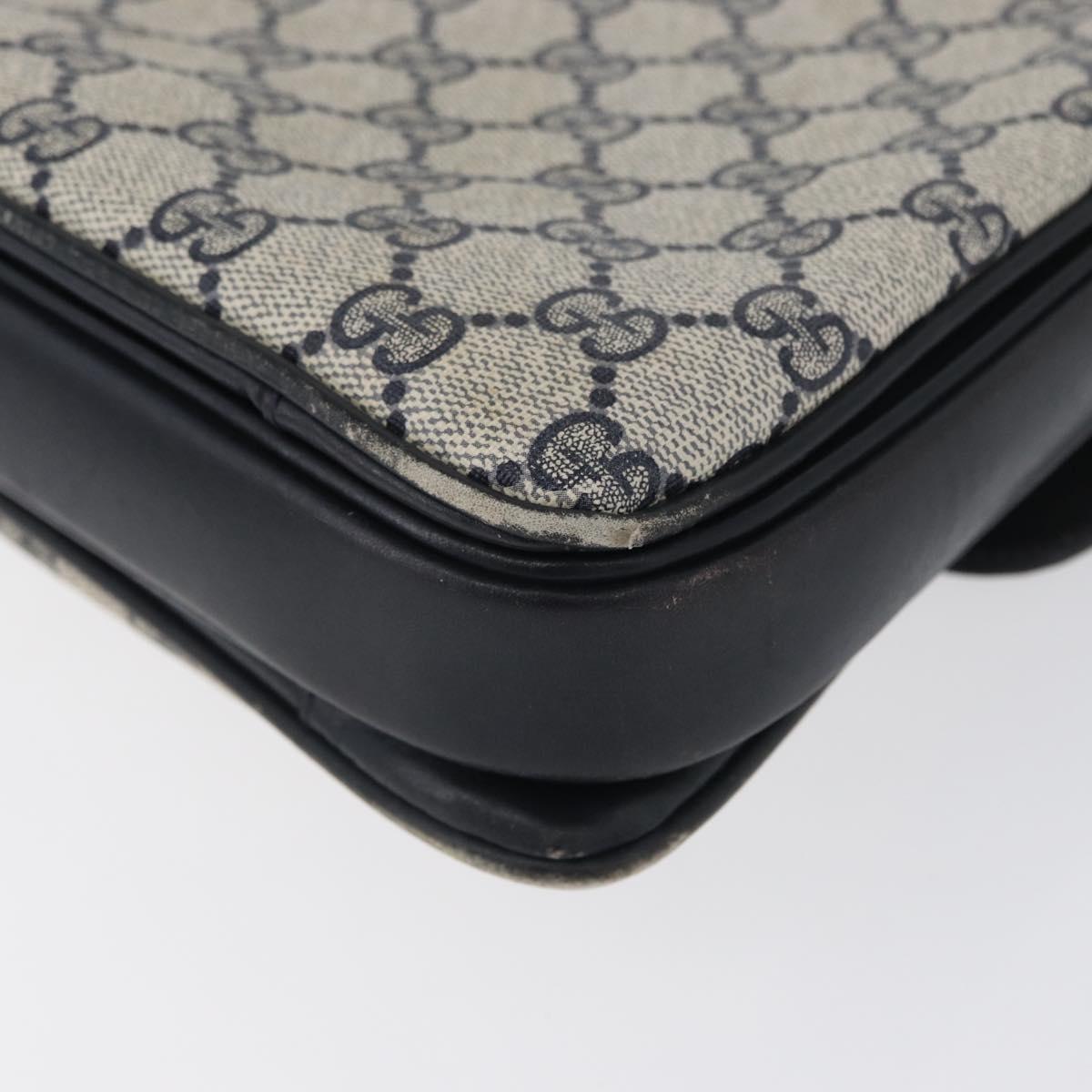 GUCCI GG Supreme Shoulder Bag PVC Navy Gold Auth 172288
