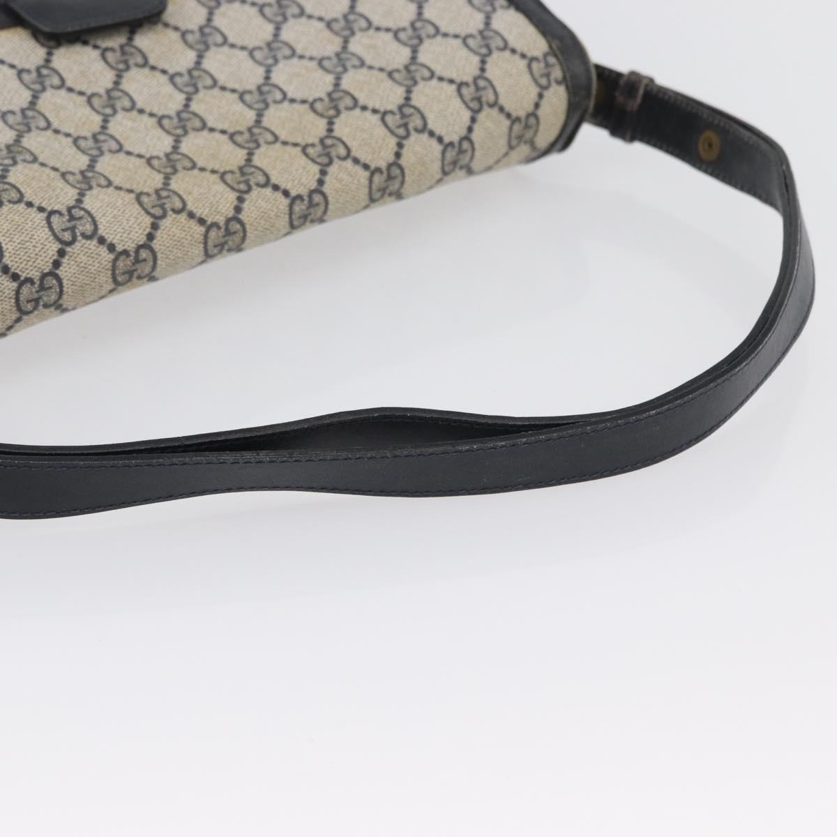 GUCCI GG Supreme Shoulder Bag PVC Navy Gold Auth 172288