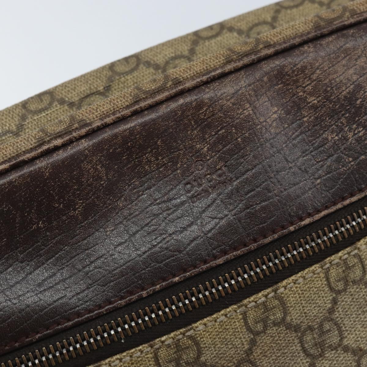 GUCCI GG Supreme Shoulder Bag PVC Beige Silver 114291 Auth 172289