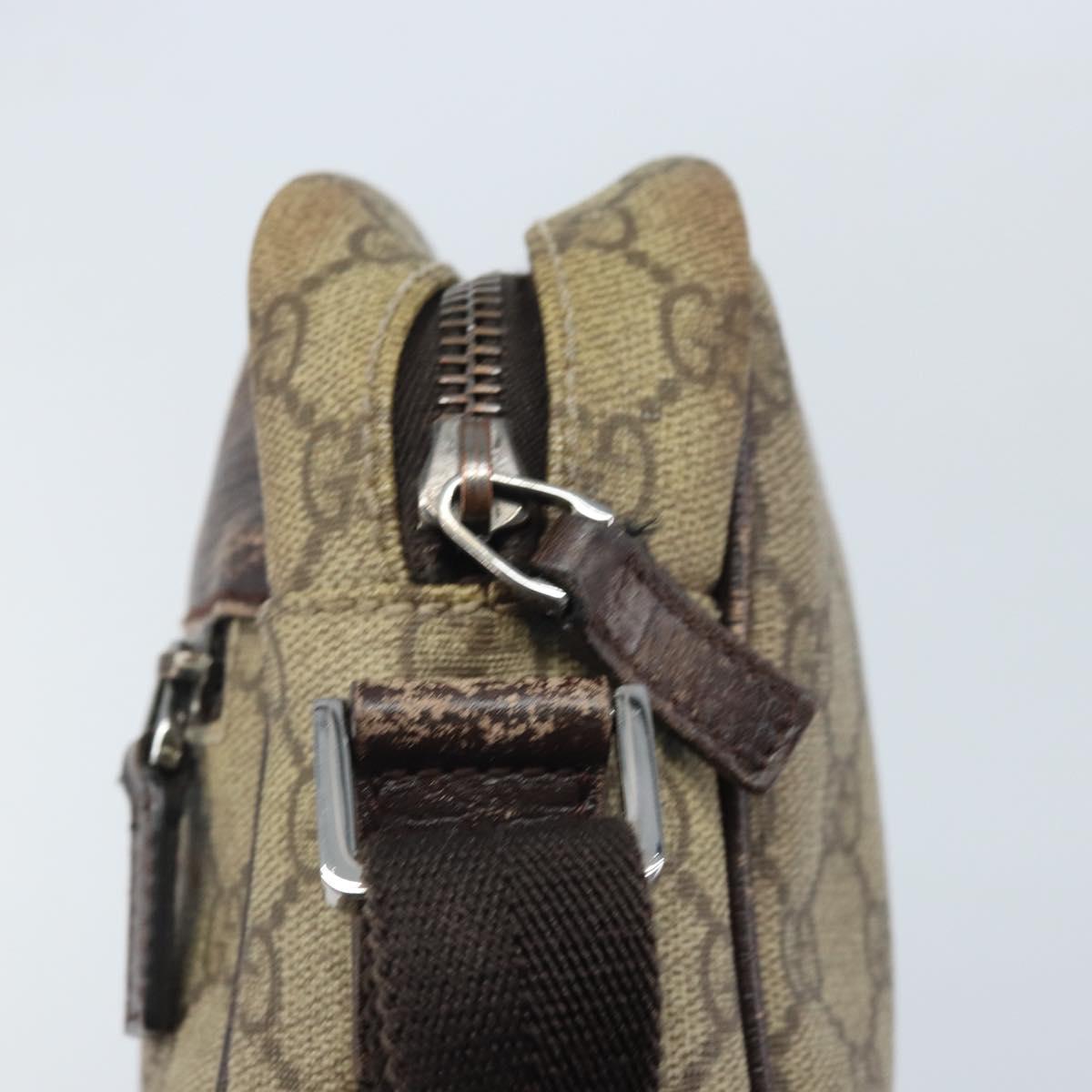 GUCCI GG Supreme Shoulder Bag PVC Beige Silver 114291 Auth 172289