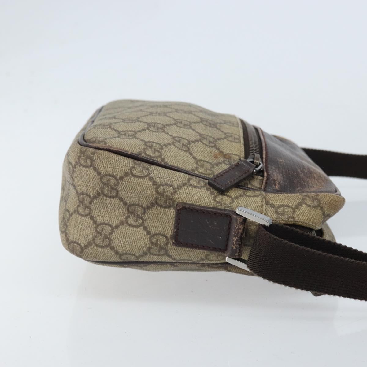 GUCCI GG Supreme Shoulder Bag PVC Beige Silver 114291 Auth 172289