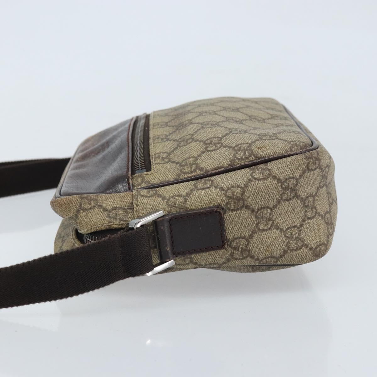 GUCCI GG Supreme Shoulder Bag PVC Beige Silver 114291 Auth 172289