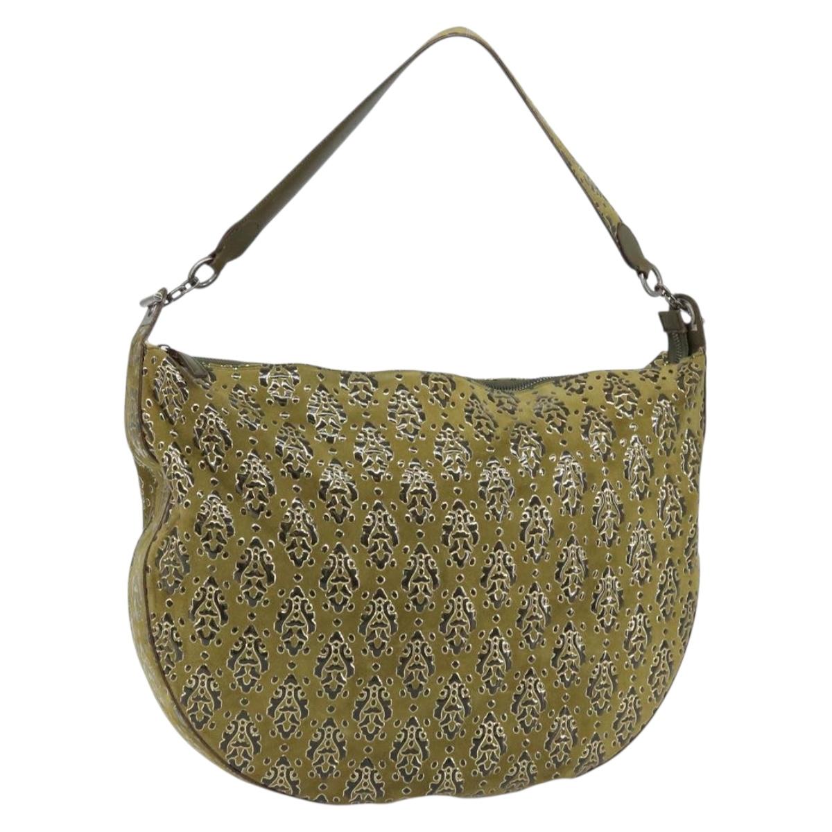Salvatore Ferragamo Shoulder Bag Suede Khaki Auth 172292
