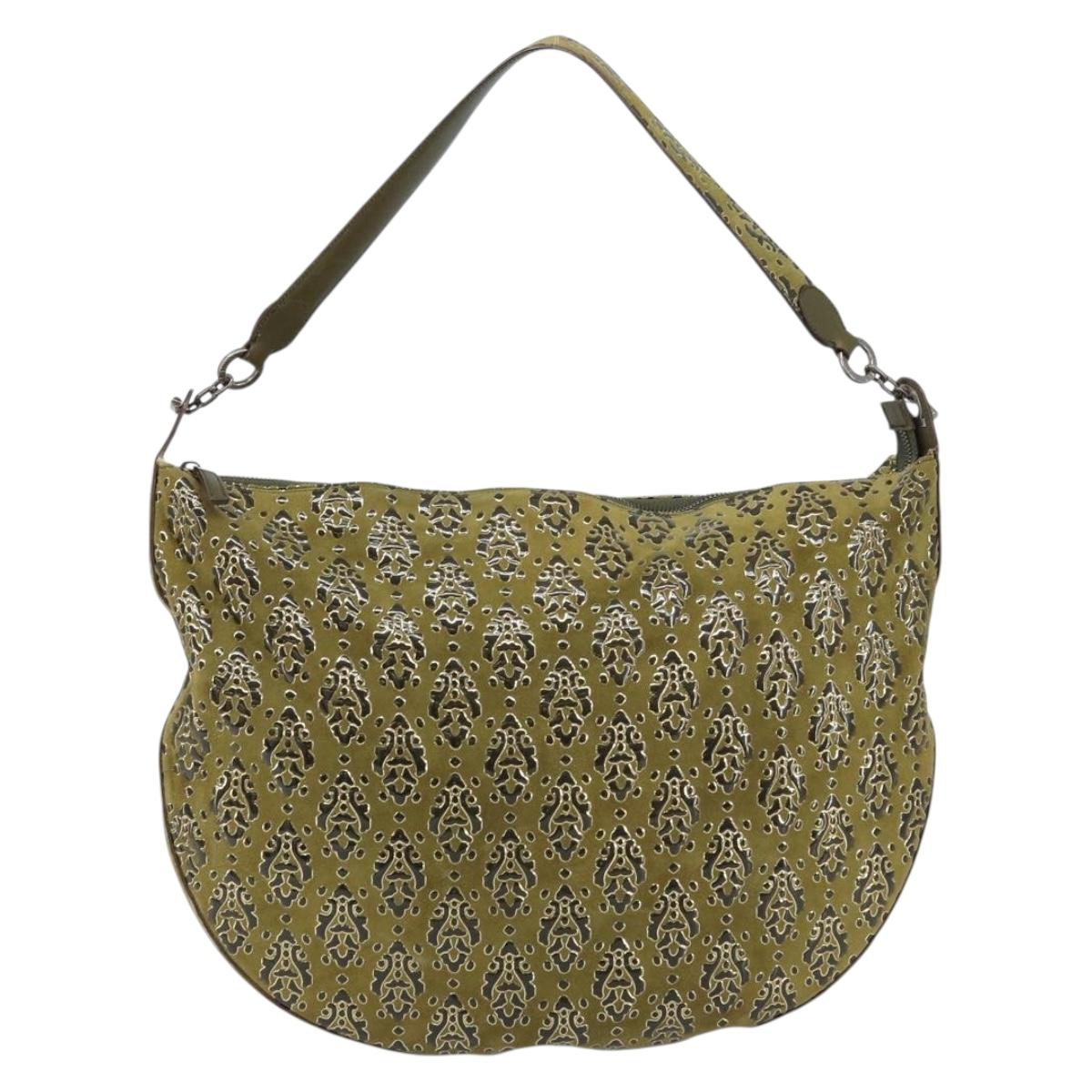 Salvatore Ferragamo Shoulder Bag Suede Khaki Auth 172292
