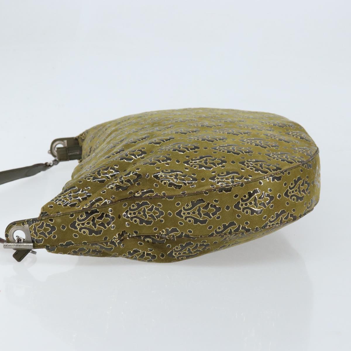 Salvatore Ferragamo Shoulder Bag Suede Khaki Auth 172292
