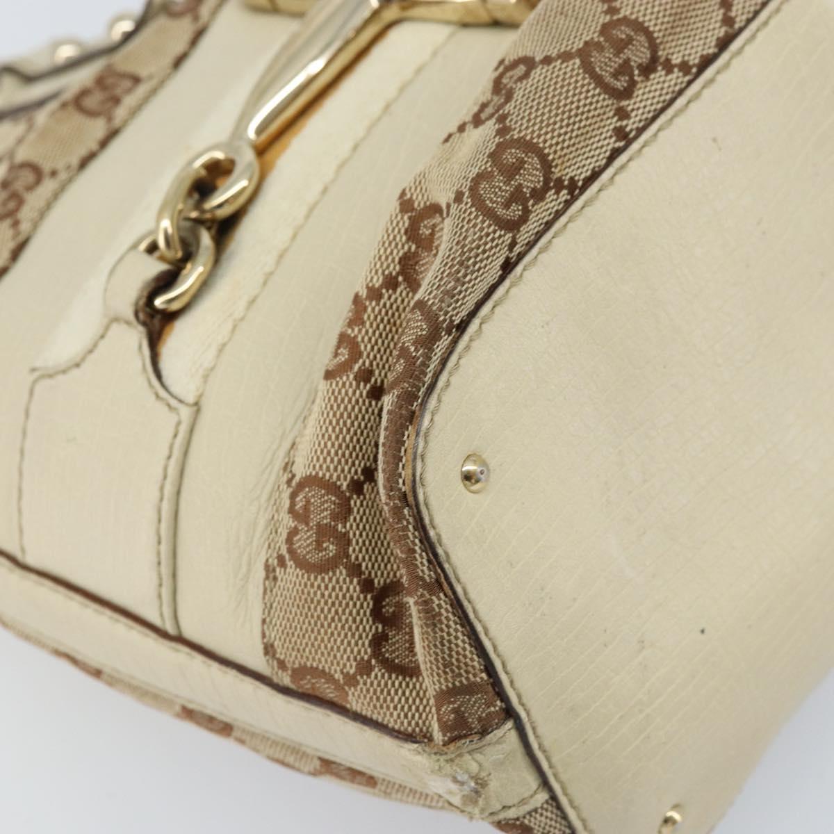 GUCCI GG Canvas Hand Bag Beige Gold 07198 Auth 172295