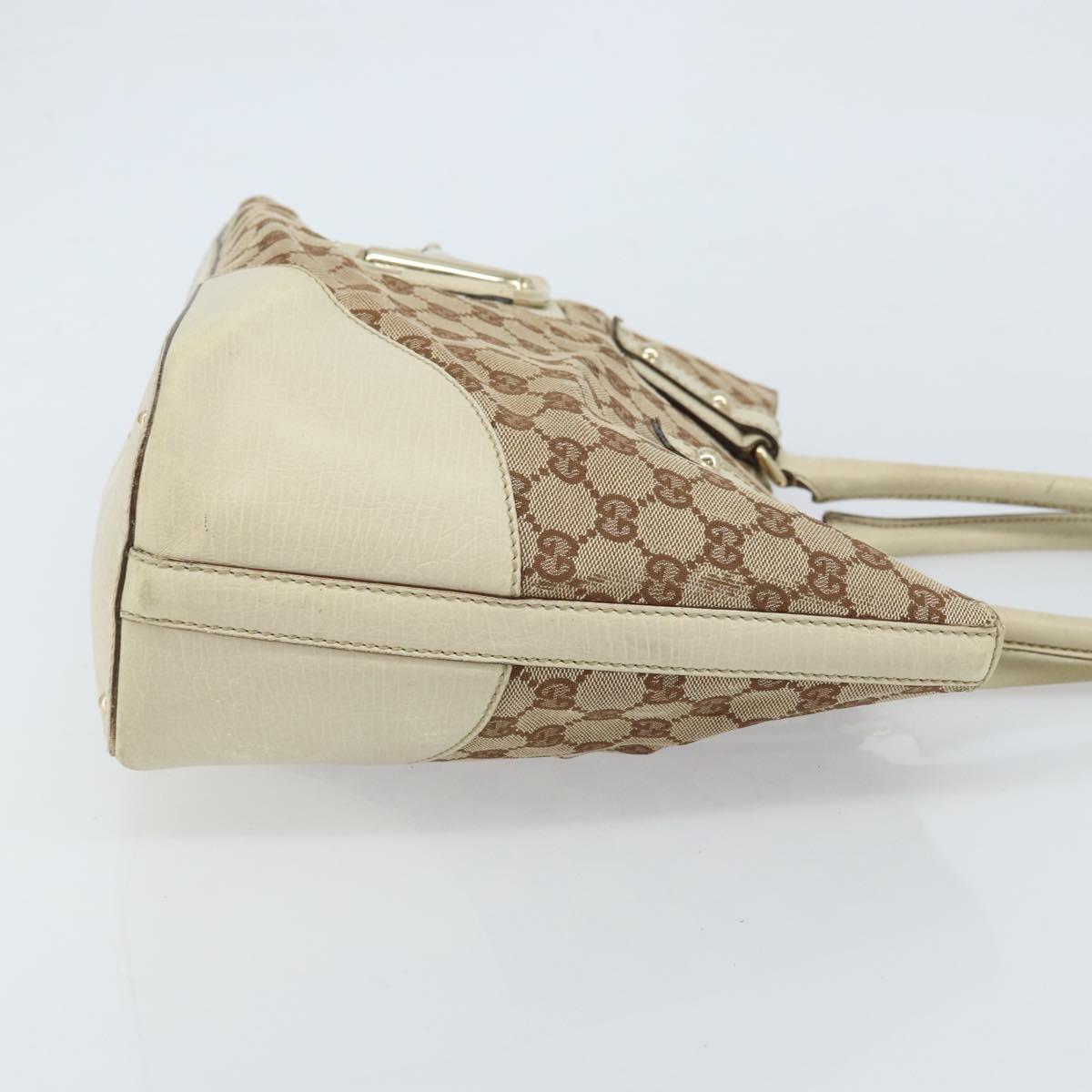GUCCI GG Canvas Hand Bag Beige Gold 07198 Auth 172295