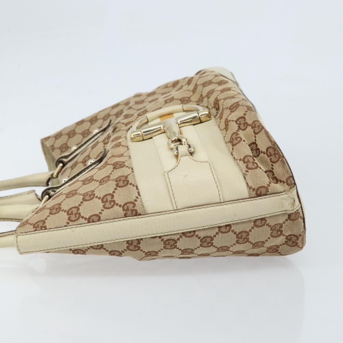 GUCCI GG Canvas Hand Bag Beige Gold 07198 Auth 172295