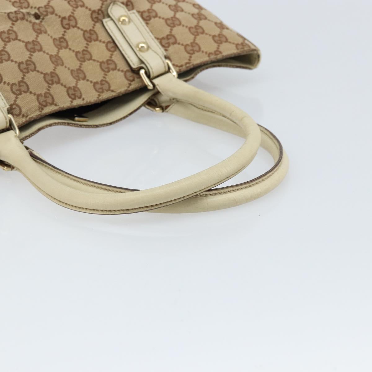 GUCCI GG Canvas Hand Bag Beige Gold 07198 Auth 172295