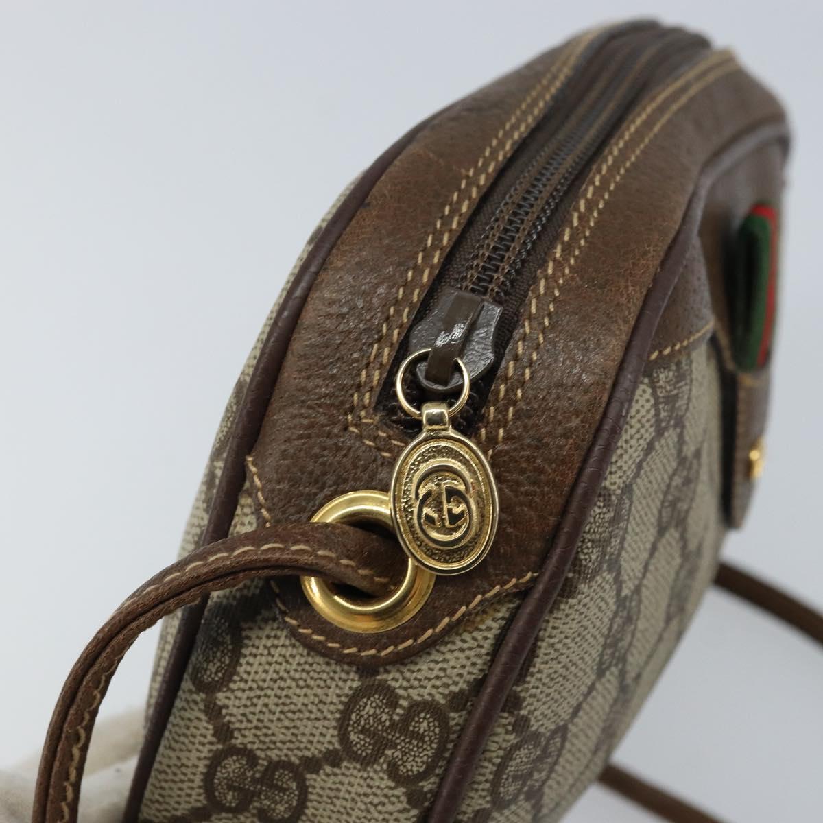 GUCCI GG Supreme Web Sherry Line Bag PVC Beige 007 58 6112 4023 Auth 172298