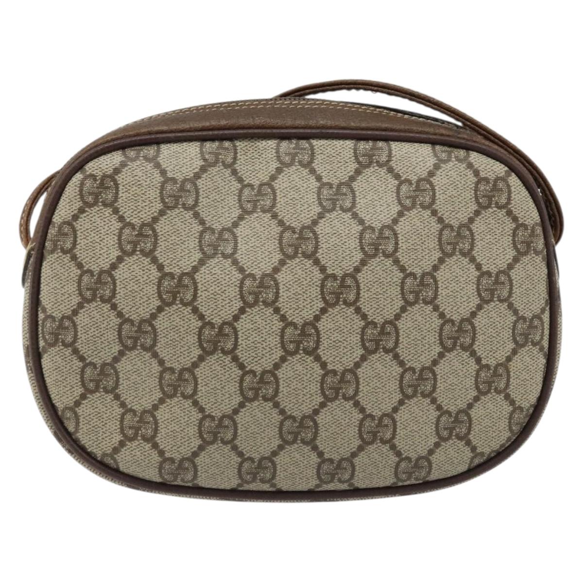 GUCCI GG Supreme Web Sherry Line Bag PVC Beige 007 58 6112 4023 Auth 172298