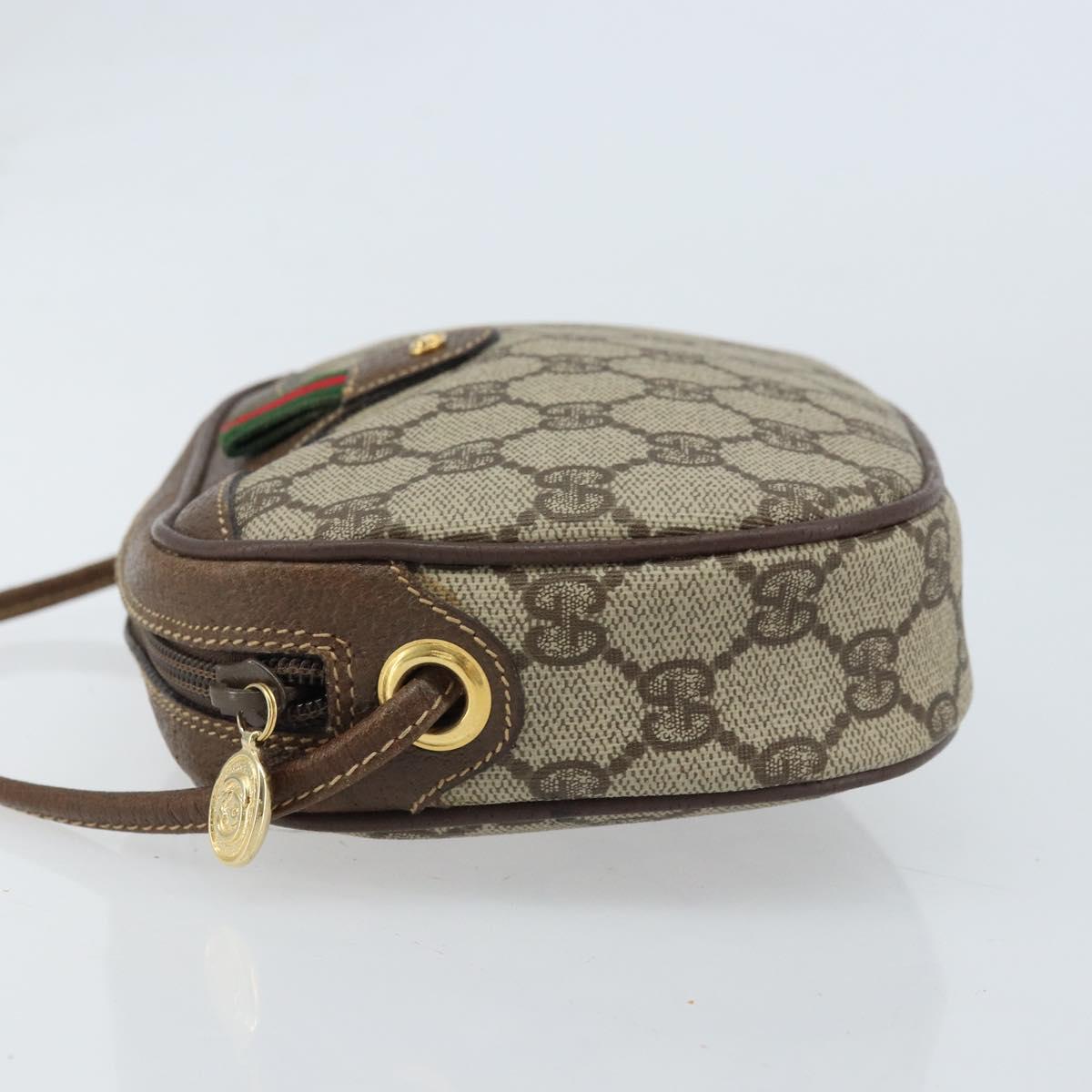 GUCCI GG Supreme Web Sherry Line Bag PVC Beige 007 58 6112 4023 Auth 172298