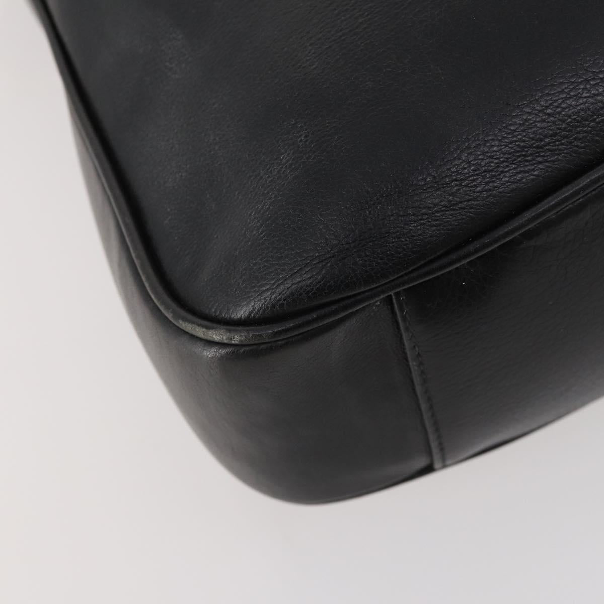 GUCCI Bamboo Hand Bag Leather 2way Black Gold Auth 172300