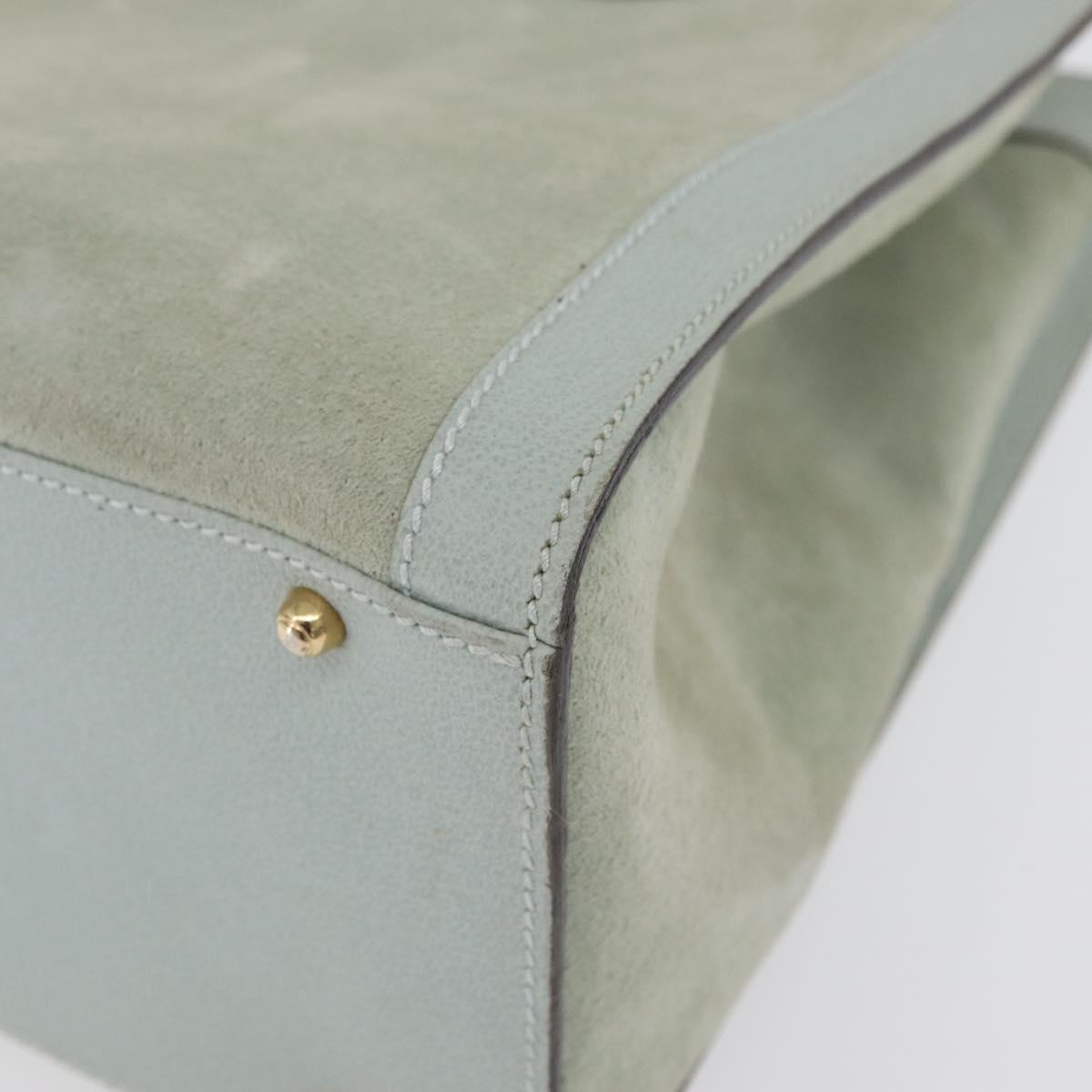 GUCCI Bamboo Tote Bag Suede Light Blue Gold 002 1186 0260 Auth 172301