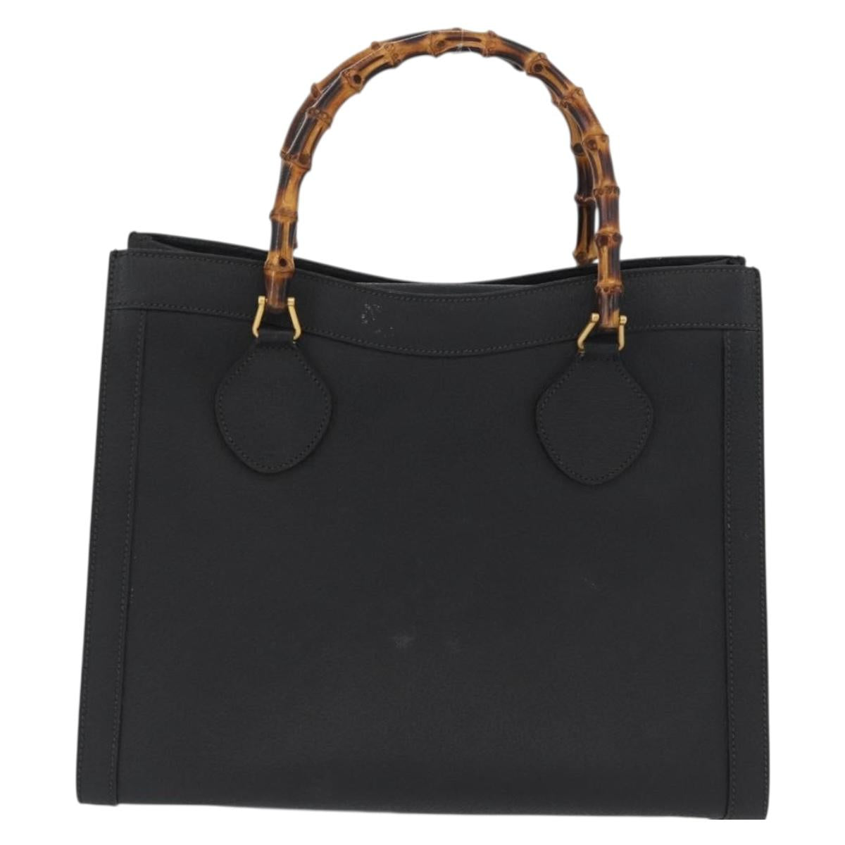 GUCCI Bamboo Tote Bag Leather Black Gold 002 0260 2615 Auth 172302