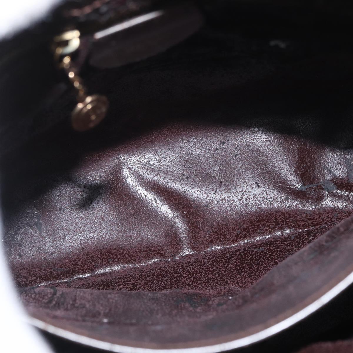 GUCCI Hand Bag Patent leather Brown Gold Auth 172303
