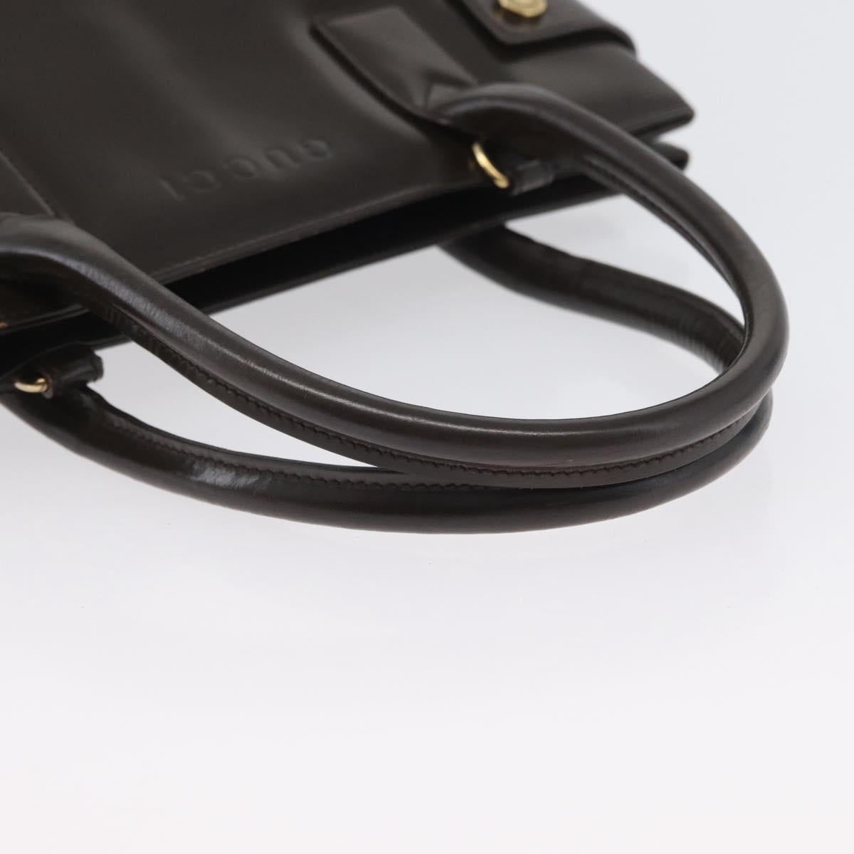 GUCCI Hand Bag Patent leather Brown Gold Auth 172303