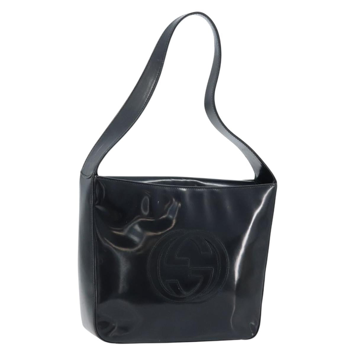 GUCCI Shoulder Bag Patent leather Black Silver 000 1013 0506 Auth 172305