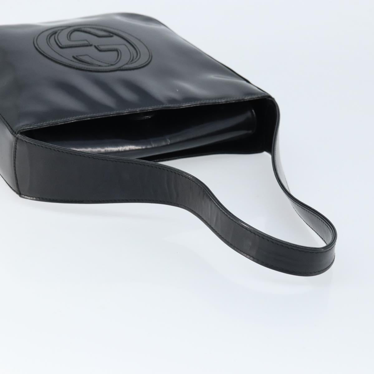 GUCCI Shoulder Bag Patent leather Black Silver 000 1013 0506 Auth 172305