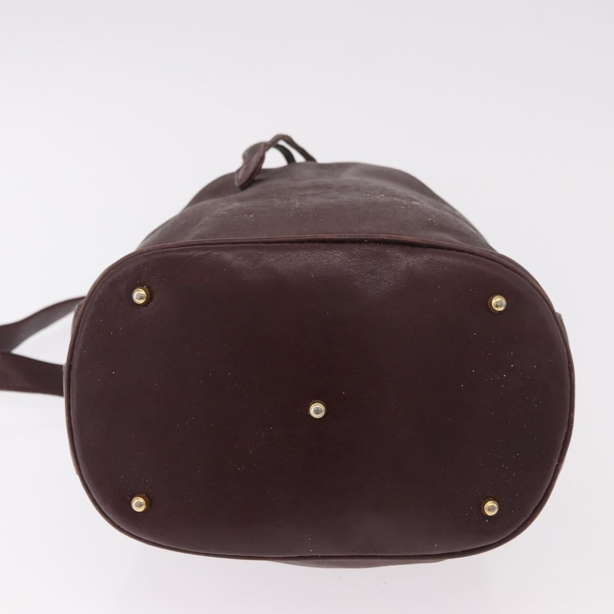 GUCCI Bamboo Shoulder Bag Leather 2way Bordeaux Gold 001 2865 1657 Auth 172307