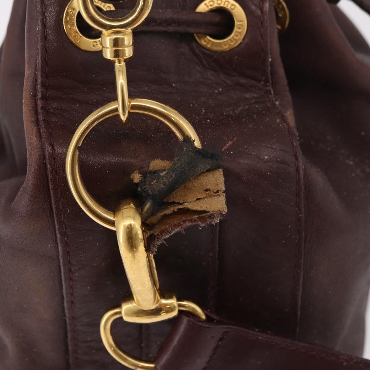 GUCCI Bamboo Shoulder Bag Leather 2way Bordeaux Gold 001 2865 1657 Auth 172307