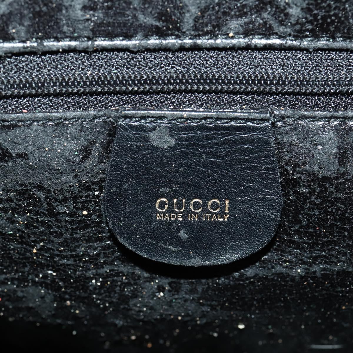 GUCCI Bamboo Shoulder Bag Suede 2way Black Gold Auth 172309