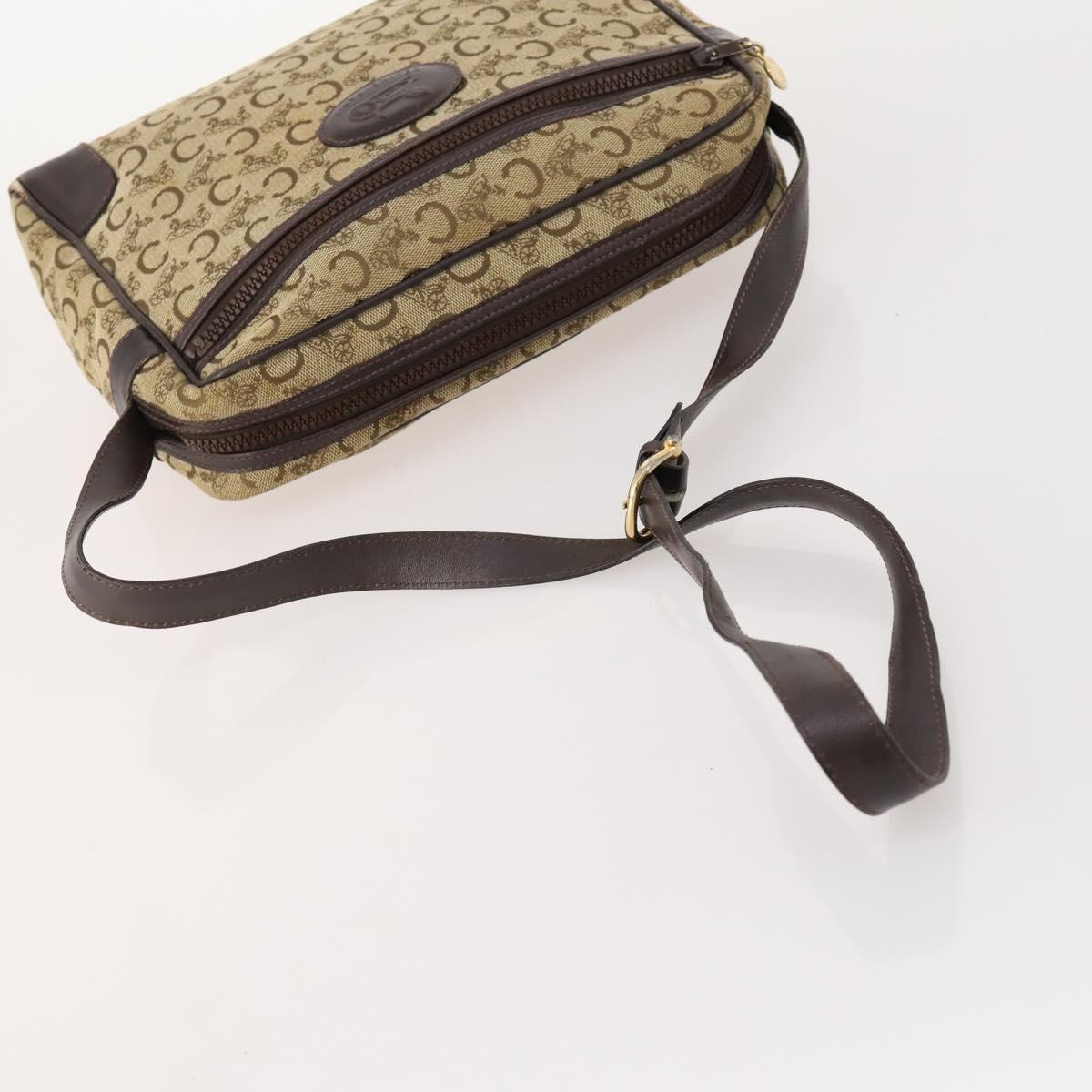 CELINE Macadam Canvas C Sulky Shoulder Bag PVC 2 Set Brown Beige Auth 172314