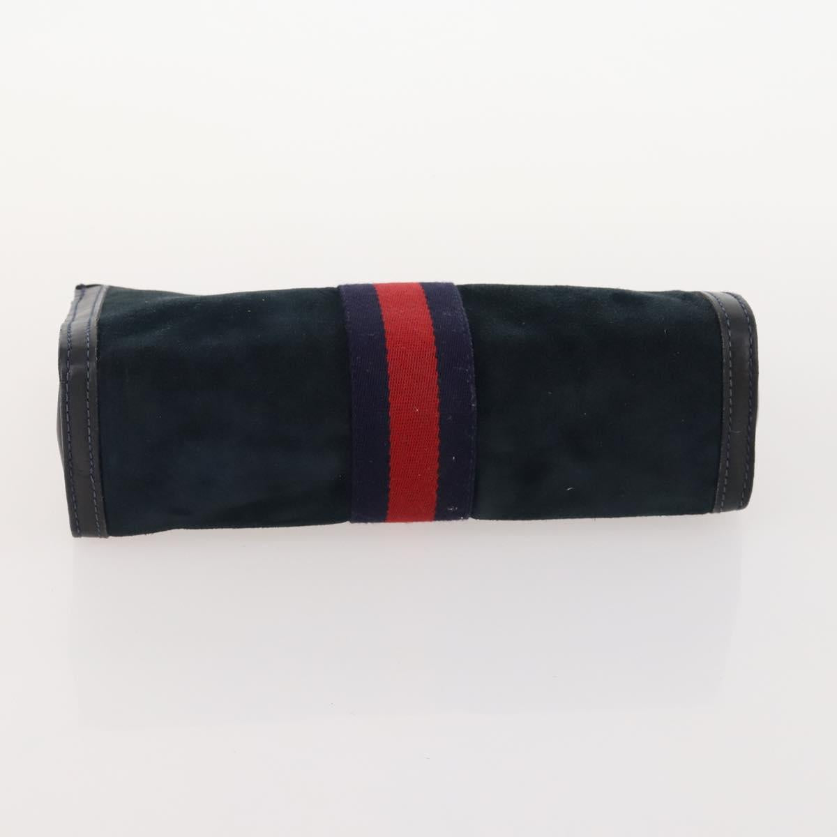 GUCCI Sherry Line Shoulder Bag Suede Leather 2 Set Black Navy Red Auth 172315